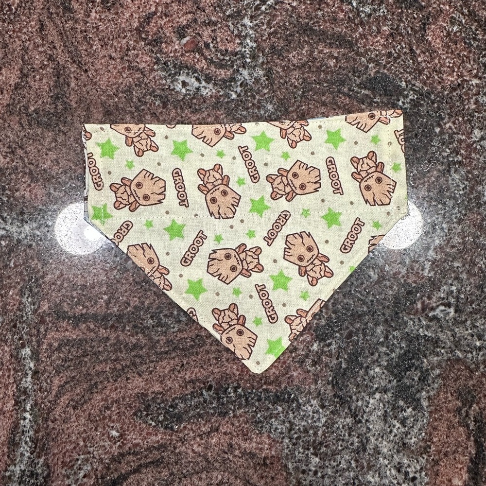 Handmade Reversible pet bandana made with Baby Groot fabric